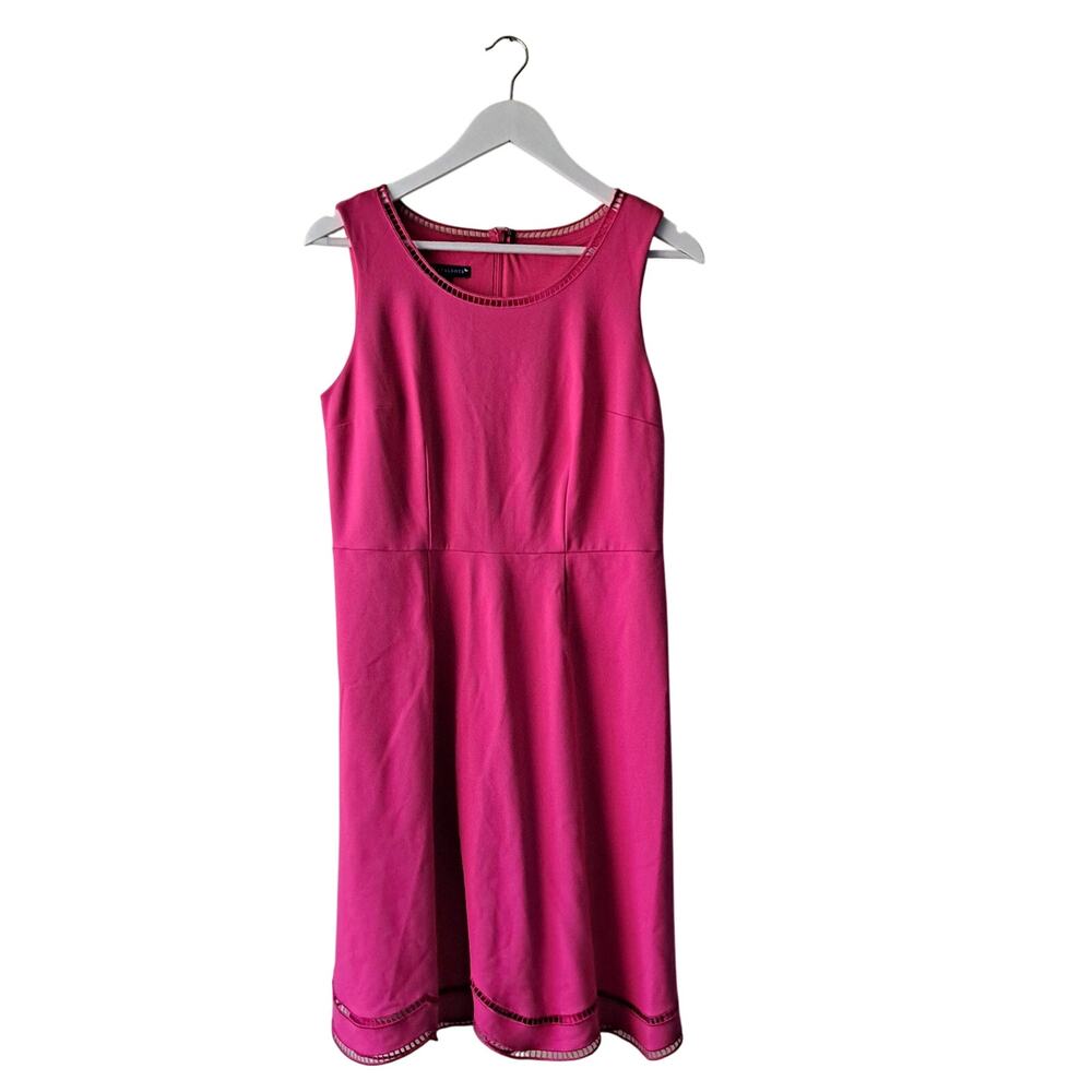 RSVP Talbots Dress Lace Trim Sleeveless Round Neck Fit Flare Midi Pink Size 8P